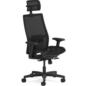 HON Ignition 2.0 Mid-back Task Chair with Headrest - Black Seat Color - Mesh Seat Material - Fog Back Color - Mesh Back Material - Mid Back