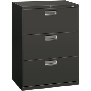 HON Brigade 600 H673 Lateral File - 40.9" Height x 30" Width x 18" Depth - 3 - Finish: Charcoal