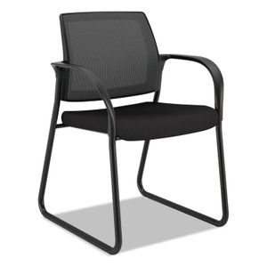HON Ignition Series Mesh Back Guest Chair with Sled Base, Fabric Seat, 25" x 22" x 34", Black Seat, Black Back, Black Base HON Ignition Series Mesh Back Guest Chair with Sled Base, Fabric Seat, 25" x 22" x 34", Black Seat, Black Back, Black Base