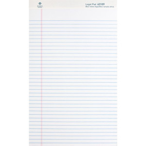 Business Source Legal Pads, Legal Ruled,50 Sht, 8-1/2"x14", 1 Dozen, WE (BSN63109) View Product Image