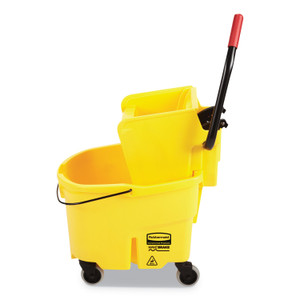 Rubbermaid Commercial WaveBrake 2.0 Bucket/Wringer Combos, Side-Press, 26 qt, Plastic, Yellow (RCPFG748000YEL) View Product Image