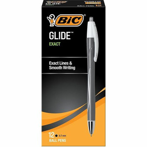BIC Glide Exact Retractable Ballpoint - Fine Pen Point - Retractable - Black Ink