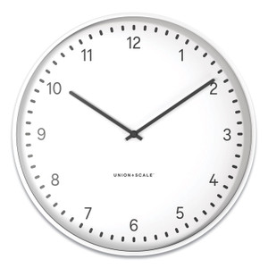 Union & Scale Essentials Contemporary Round Wall Clock, 15" Overall Diameter, White Case, 1 AA (sold separately)