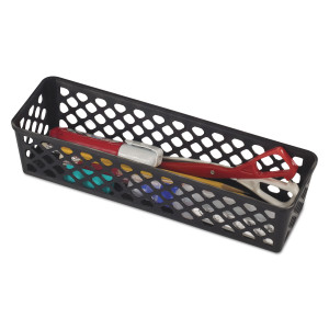 Officemate Recycled Supply Basket, Plastic, 10.13 x 3.06 x 2.38, Black, 3/Pack (OIC26200) View Product Image