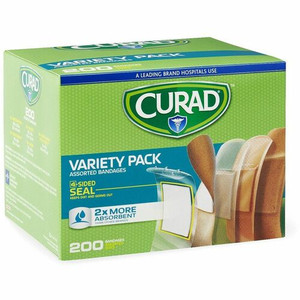 Curad Variety Pack 4-sided Seal Bandages - Assorted - Fabric, Plastic