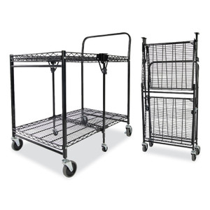 Bostitch Stowaway Folding Carts, Metal, 2 Shelves, 250 lb Capacity, 35" x 37.25" x 22", Black (BOSBSACLGBLK) View Product Image