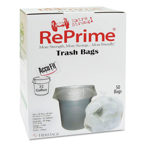 AccuFit Linear Low Density Can Liners with AccuFit Sizing, 32 gal, 0.9 mil, 33" x 44", Clear, 50 Bags/Box, 6 Boxes/Carton
