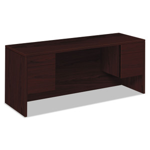 HON 10500 Series Kneespace Credenza With 3/4-Height Pedestals, 72w x 24d x 29.5h, Mahogany