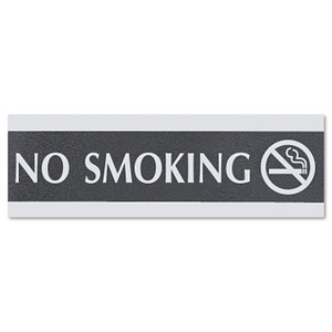 Headline Sign Century Series Office Sign, NO SMOKING, 9 x 3, Black/Silver (USS4757) View Product Image