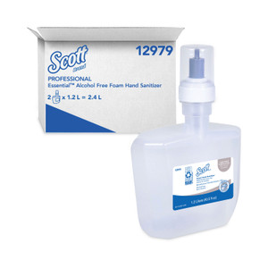Scott Essential Alcohol-Free Foam Hand Sanitizer, 1,200 mL, Unscented, 2/Carton (KCC12979) View Product Image