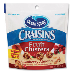 Ocean Spray Craisins Fruit Clusters, Cranberry Almond, 5 oz Resealable Bag, 12/Carton View Product Image