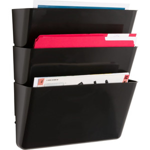 Lorell Wall File Pockets - 14.75" Height x 13.13" Width x 4.25" Depth - Black