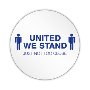 deflecto Personal Spacing Discs, United We Stand, 20" dia, White/Blue, 6/Pack (DEFPSDD20UWS6) View Product Image