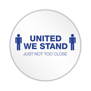 deflecto Personal Spacing Discs, United We Stand, 20" dia, White/Blue, 50/Carton (DEFPSDD20UWS50) View Product Image