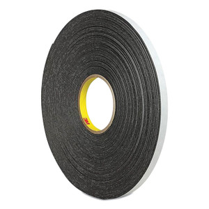 3M 4466 Double-Coated Foam Tape, 1" Core, 1" x 5 yds, Black