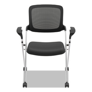 HON VL314 Mesh Back Nesting Chair, Supports Up to 250 lb, 19" Seat Height, Black Seat, Black Back, Silver Base (BSXVL314SLVR) View Product Image