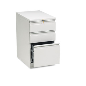 HON Brigade Mobile Pedestal with Pencil Tray Insert, Left/Right, 3-Drawers: Box/Box/File, Letter, Light Gray, 15" x 22.88" x 28"