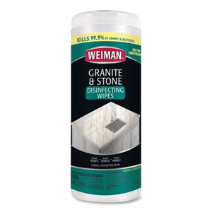 WEIMAN Granite and Stone Disinfectant Wipes, 1-Ply, 7 x 8, Spring Garden Scent, White, 30/Canister, 6 Canisters/Carton (WMN54A) View Product Image