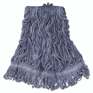 Rubbermaid Commercial Super Stitch Blend Mop Head, Medium, Cotton/Synthetic, Blue, 6/Carton RCPD212BLU