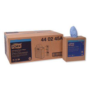 Tork Industrial Paper Wiper, 4-Ply, 8.54 x 16.5, Unscented, Blue, 90 Towels/Box, 10 Boxes/Carton (TRK440245A) View Product Image