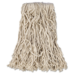 Rubbermaid Commercial Economy Cut-End Cotton Wet Mop Head, 16oz, 1" Band, White, 12/Carton