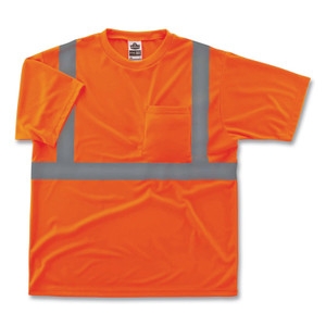 ergodyne GloWear 8289 Class 2 Hi-Vis T-Shirt, Polyester, Orange, 2X-Large, Ships in 1-3 Business Days (EGO21516) View Product Image