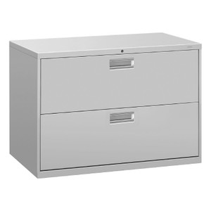 HON Brigade 600 Series Lateral File, 2 Legal/Letter-Size File Drawers, Light Gray, 42" x 18" x 28"