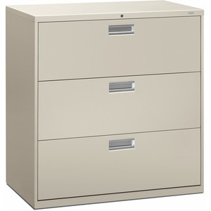 HON Brigade 600 H693 Lateral File - 40.9" Height x 42" Width x 18" Depth - 3 - Finish: Light Gray