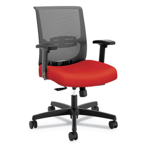 HON Convergence Mid-Back Task Chair, Synchro-Tilt and Seat Glide, Supports Up to 275 lb, Red Seat, Black Back/Base