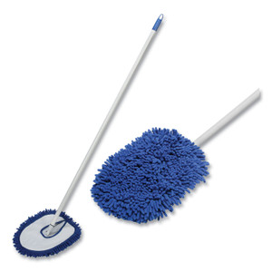 AbilityOne 7920016828879 SKILCRAFT Microfiber Dust Mop with Handle, 13 x 10 White Microfiber Head, 48" Blue Painted Steel Handle, 6/Box (NSN6828879) View Product Image