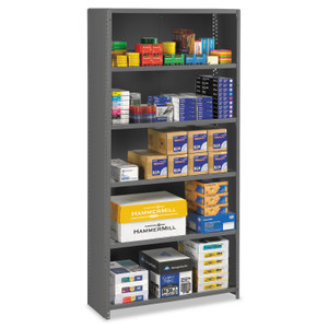 Tennsco Closed Commercial Steel Shelving, Six-Shelf, 36w x 12d x 75h, Medium Gray (TNNESPC61236MGY) View Product Image