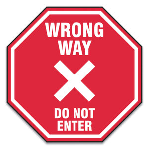 Accuform Slip-Gard Social Distance Floor Signs, 17 x 17, "Wrong Way Do Not Enter", Red, 25/Pack (GN1MFS467ESP) View Product Image