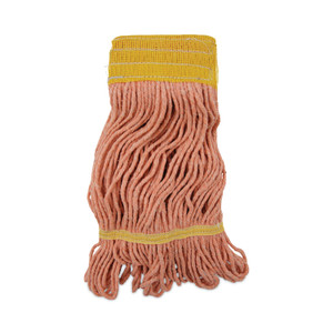 Boardwalk Super Loop Wet Mop Head, Cotton/Synthetic Fiber, 5" Headband, Small Size, Orange, 12/Carton (BWK501OR) View Product Image