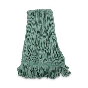 Boardwalk Narrowband Looped-End Mop Head, Premium Standard Head, Cotton/Rayon Fiber, Medium, Green, 12/Carton