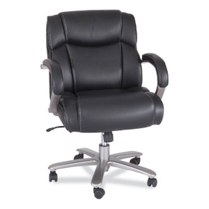 Safco Lineage Big and Tall Mid Back Task Chair 24.5" Back, Supports 350 lb, 19.5" to 23.25" Seat Height, Black Seat, Chrome Base