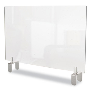 Ghent Clear Partition Extender with Attached Clamp, 29 x 3.88 x 30, Thermoplastic Sheeting (GHEPEC3029A) View Product Image