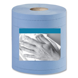 Tork Industrial Paper Wiper, 4-Ply, 11 x 15.75, Unscented, Blue, 375 Wipes/Roll, 2 Rolls/Carton