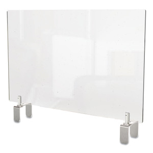 Ghent Clear Partition Extender with Attached Clamp, 36 x 3.88 x 18, Thermoplastic Sheeting (GHEPEC1836A) View Product Image