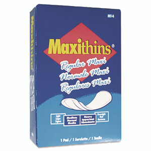 HOSPECO Maxithins Vended Sanitary Napkins #4, Maxi, 100 Individually Boxed Napkins/Carton