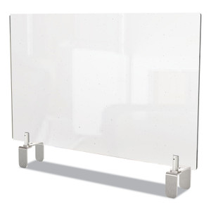 Ghent Clear Partition Extender with Attached Clamp, 42 x 3.88 x 30, Thermoplastic Sheeting