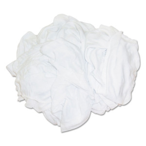 HOSPECO New Bleached White T-Shirt Rags, Multi-Fabric, 25 lb Polybag