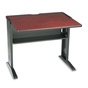 Safco Computer Desk with Reversible Top, 35.5" x 28" x 30", Mahogany/Medium Oak/Black (SAF1930) View Product Image