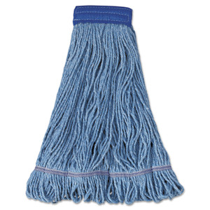 Boardwalk Super Loop Wet Mop Head, Cotton/Synthetic Fiber, 5" Headband, X-Large Size, Blue, 12/Carton (BWK504BL) View Product Image