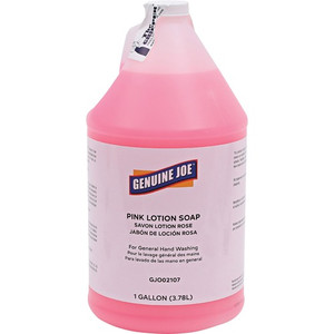 Genuine Joe Pink Lotion Soap - 1 gal - Pump Bottle Dispenser - Hand, Skin - Pink - Rich Lather