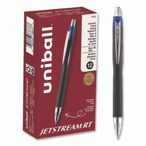 uniball Jetstream Hybrid Gel Pen, Retractable, Bold 1 mm, Blue Ink, Black/Silver/Blue Barrel
