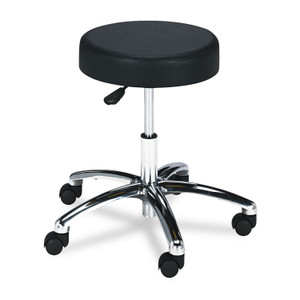 Safco Pneumatic Lab Stool, Backless, Supports Up to 250 lb, 17" to 22" Seat Height, Black Seat, Chrome Base (SAF3431BL) View Product Image