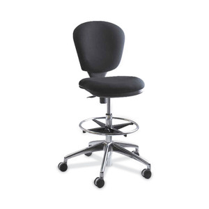 Safco Metro Collection Extended-Height Chair, Supports Up to 250 lb, 23" to 33" Seat Height, Black Seat/Back, Chrome Base