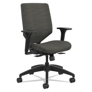HON Solve Series Upholstered Back Task Chair, Supports Up to 300 lb, 17" to 22" Seat Height, Ink Seat/Back, Black Base
