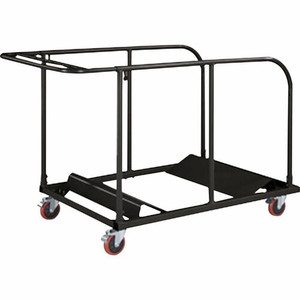 Lorell Round Planet Table Trolley Cart - Steel - 52" Width x 32.75" Depth x 40.16" Height - Charcoal - For 16 Devices