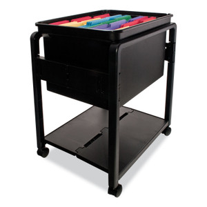 Advantus Folding Mobile File Cart, Plastic, 1 Shelf, 1 Bin, 14.5" x 18.5" x 21.75", Black (AVT55758) View Product Image